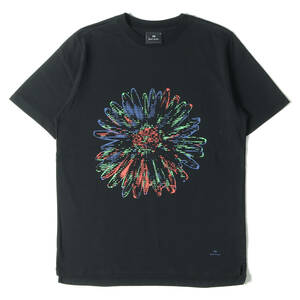 Paul Smith ポールスミス Tシャツ ラワー グラフィック プリント クルーネックTシャツ PS ブラック S トップス カットソー 半袖 ブランド