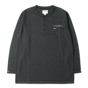 美品 CRIMIE クライミー Tシャツ サイズ:XL ヘンリーネック ポケット ロングスリーブTシャツ チャコールブラック トップス カットソー