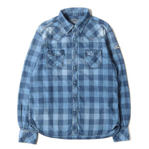 TMT シャツ サイズ:詳細参照(M位) 19SS インディゴチェック ウエスタン フランネル シャツ REVIVAL INDIGO FLANNEL CHECK SHIRTS