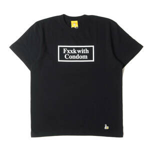 新品 FR2 エフアールツー Tシャツ サイズ:L Fxxk with Condom ロゴ クルーネック 半袖Tシャツ ブラック 黒 トップス カットソー