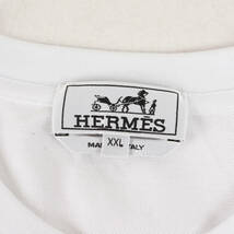 美品 HERMES エルメス Tシャツ サイズ:XXL 23SS 鹿の子 Hロゴ 刺繍 ポケット クルーネック 半袖Tシャツ ホワイト 白 イタリア製 トップス_画像3