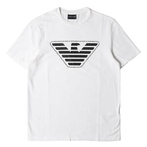 EMPORIO ARMANI エンポリオアルマーニ Tシャツ サイズ:M フロント アイコン グラフィック ロゴ ストレッチ コットン Tシャツ ホワイト