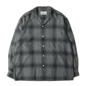 美品 WACKO MARIA シャツ サイズ:XL 23SS オンブレチェック オープンカラー レーヨン シャツ OMBRAY CHECK OPEN COLLAR SHIRT L/S グレー