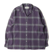 WACKO MARIA シャツ サイズ:XL 23SS オンブレチェック オープンカラー レーヨン シャツ OMBRAY CHECK OPEN COLLAR SHIRT L/S パープル_画像1