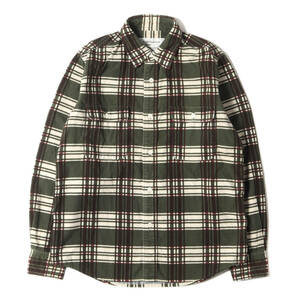 MOUNTAIN RESEARCH mountain li search shirt size :S print check flannel long sleeve shirt moss green bar gun ti- tops 