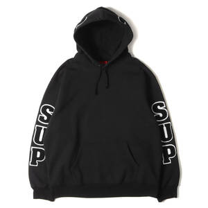 Supreme シュプリーム パーカー サイズ:L 22SS シェニール アップリケ スウェットパーカー Team Chenille Hooded Sweatshirt ブラック