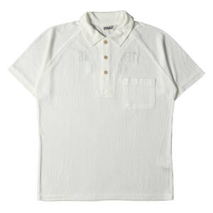 美品 TENDERLOIN テンダーロイン ポロシャツ サイズ:M チェーン刺繍ロゴ リブ 半袖ポロシャツ ホワイト 白 トップス カットソー