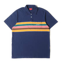 Supreme シュプリーム ポロシャツ サイズ:L 18SS チェスト ストライプ 半袖ポロシャツ Chest Stripe Polo ネイビー トップス カットソー_画像1