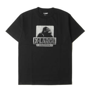 新品 X-LARGE エクストララージ Tシャツ サイズ:M ラインストーン ゴリラ クルーネック 半袖Tシャツ S/S TEE RHINESTONE OG ブラック 黒