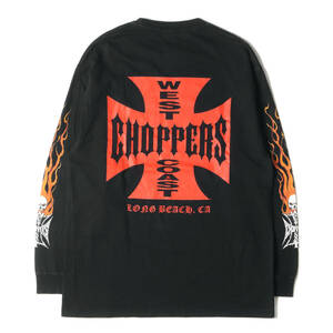 WEST COAST CHOPPERS ウエスト コースト チョッパーズ 00s 4面プリント スカル フレイム ロングスリーブTシャツ ブラック XL メキシコ製
