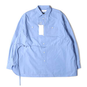 FACETASM ファセッタズム シャツ サイズ:4 23AW アシンメトリカル ベルテッド シャツ ASSYMETRICAL BELTED SHIRT オーバーサイズ ブルー