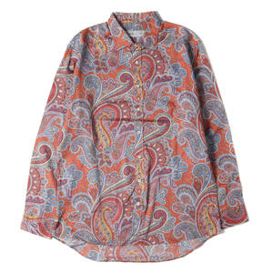  beautiful goods ETRO Etro shirt size :Lpeiz Lee kata way color dress shirt long sleeve total pattern orange multicolor Italy made tops 