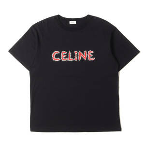 新品同様 CELINE セリーヌ Tシャツ サイズ:L 23SS ラインストーン ロゴ ルーズ クルーネック 半袖Tシャツ 2X49F671Q ブラック イタリア製