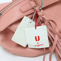 美品 U by ungaro ユーバイ ウンガロ バッグ ハンドバッグ ショルダー ピンク フリンジチャーム レザー 牛革 カバン 肩掛け きれいめ_画像7