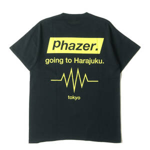 Phazer Tokyo フェイザー トーキョー Tシャツ サイズ:M ブランドロゴ クルーネック 半袖Tシャツ ブラック 黒 トップス カットソー