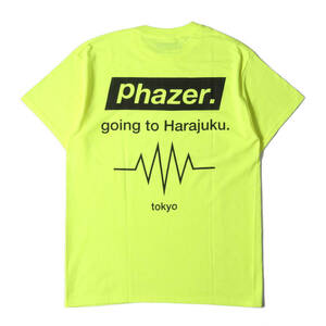 新品同様 Phazer Tokyo フェイザー トーキョー Tシャツ サイズ:M ブランドロゴ クルーネック 半袖Tシャツ イエロー トップス カットソー