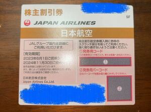 番号通知のみ　JAL 株主優待券　2024年11月30日まで　1枚