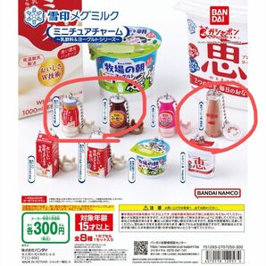 雪印メグミルク　ミニチュアチャーム　乳飲料ヨーグルトシリーズ　3点セット