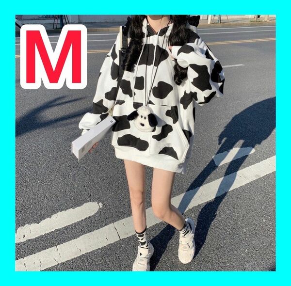 トップス　パーカー　レディース　牛　cow M