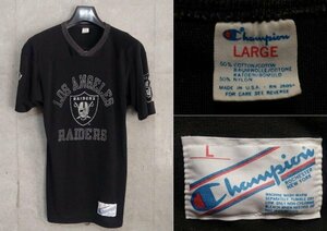 希少♪Vintage Champion×RAIDERS 50/50 黒 入手困難 トリコロール 旧タグ レア 80's半袖Tシャツブラックビンテージチャンピオンレイダース