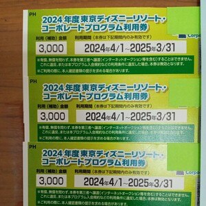東京ディズニーリゾート　 コーポレートプログラム利用券3000円3枚