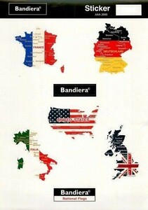 送料込 Bandiera(バンディエラ) ミニステッカーセットL 8973 国旗 シール グッズ 雑貨 イギリス イタリア フランス ドイツ アメリカ 定形外