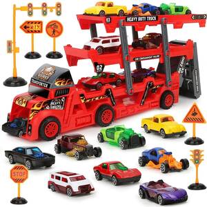 A version DINORUN construction vehicle set minicar set car toy is ... car toy storage car set traffic sign . car sticker 