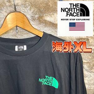 【新品未使用】THE NORTH FACE ザノースフェイス 長袖シャツ ロンT 袖ロゴプリント ブラック系 XLサイズ