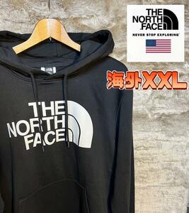 【新品未使用】THE NORTH FACE ザノースフェイス パーカー ブラック ビックハーフドームロゴ プルオーバー XXLサイズ