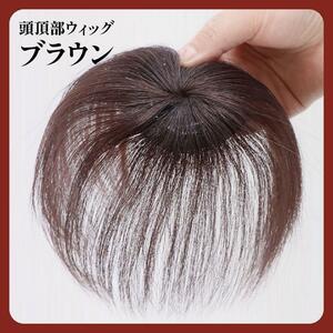 ブラウン 頭頂部 ウィッグ 部分かつら ヘアピース 自然 つけ毛 レディース　薄毛　白髪隠し　薄毛隠し