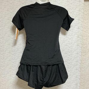 XL 白 水着 レディース フィットネス セットアップ カップ付き セパレート 体型カバー ラッシュガード シンプル ホワイト ブラックの画像6