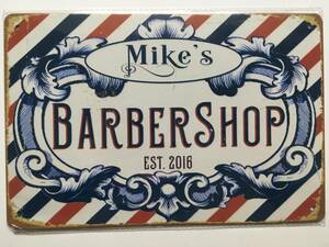 ブリキ看板 20×30cm BARBER SHOP バーバショップ アメリカンガレージ アンティーク 雑貨 ★TINサイン★