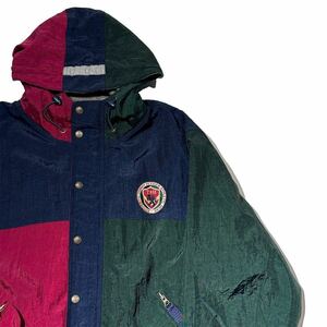 希少 90s ビンテージ TOMMY HILFIGER ナイロンジャケット トミーヒルフィガー 切り替え ライナーフリース ドローコード付き 1990年代