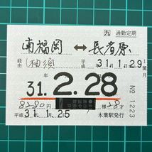 JR九州 補充定期 通勤定期券 木葉駅発行 鉄道 乗車券 軟券 切符 きっぷ_画像1