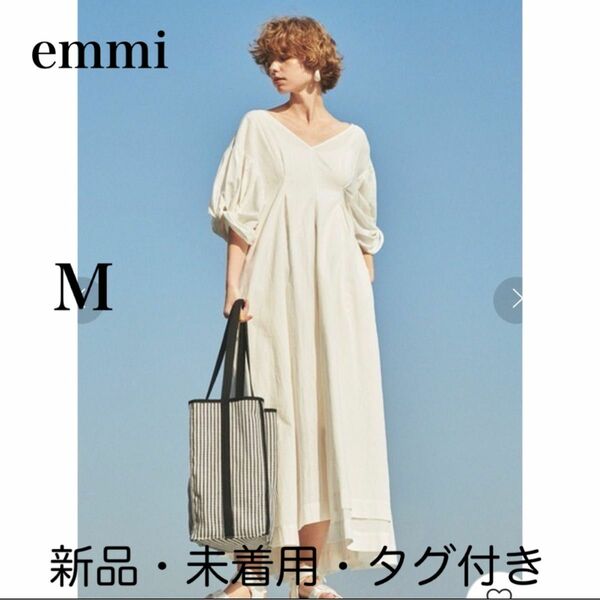 【emmi atelier】 Eco リネン調ボリューム袖ワンピース