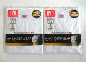 BVD VネックTシャツ M・2枚セット ☆天竺編み・ゆったり仕様 ☆綿100%