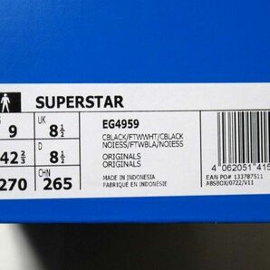 送料無料 新品 国内正規 adidas Originals SUPERSTAR 27cm アディダス スーパースター ブラック EG4959 Black/Whiteの画像8