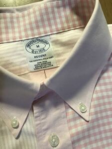 Brooks Brothers REGENT㈱ブルックスブラザーズジャパン　米国SPIMA COTTON100％　ピンク格子ストライプB.D