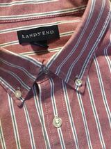 LANDS'END 日本ランズエンド㈱　 綿100％　赤ピンク白青ストライプB.D_画像1