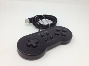 ELECOM ゲームパッド USB接続 レトロ風 8ボタン ブラック JC-U1608TBK ( スーパーファミコン スーファミ 風 エレコム 黒 コントローラ )