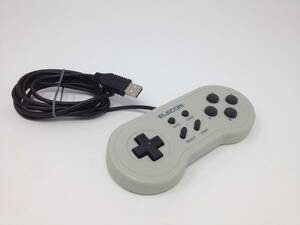 ELECOM ゲームパッド USB接続 レトロ風 8ボタン ホワイト JC-U1608TWH ( スーパーファミコン スーファミ 風 エレコム 白 コントローラ )