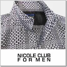 ニコルクラブフォーメン NICOLE CLUB FOR MEN シアーチェック7分袖スタンドカラーシャツ 4264-8203-49(BLACK)-48(L)_画像2