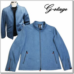 ジーステージ G-stage ヌバック調 ジャージ スタンドネック ジップブルゾン 630402-008(BLUE)-48(L) ジャンバー JACKET