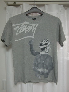 【中古・状態悪い】★①STUSSY MENS Front Print Tee GREY sizeS/ステューシー メンズ プリント Tシャツ Sサイズ★