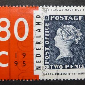 使用済み オランダ (The Netherlands) ブルーモーリシャス ２ペンス切手 収蔵記念切手 送料無料の画像1