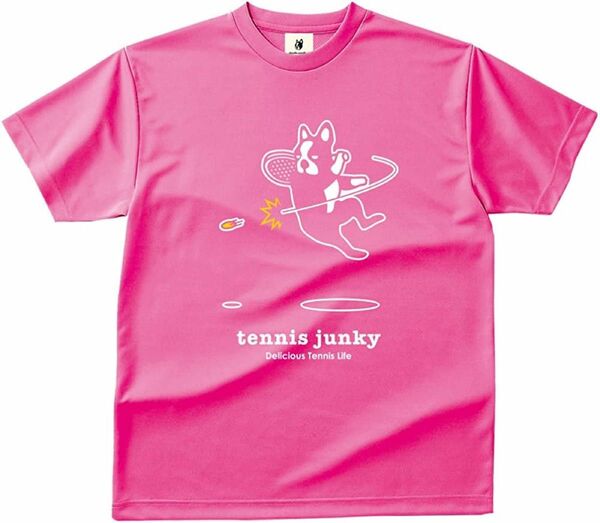 クラウディオパンディアーニ テニスウェア 半袖Tシャツ tennis junky エアー犬 TJ0018 ピンク(桃)メンズM新品