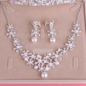  wedding wedding necklace earrings accessory wedding pearl silver 