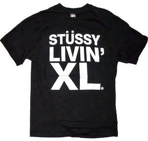 【送料￥520～】STUSSY（ステューシー）LIVIN' XL プリントＴシャツ ■黒 メンズ Medium ■(株)ジャック STUSSY JAPAN