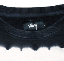 STUSSY（ステューシー）タイダイ染 ボーダー柄 スウェット トレーナー ■メンズ Sサイズ ■黒×白 モノトーン ロゴ刺繍_画像6