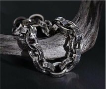 【新品未使用】【送料無料】シルバーアクセサリー ペーパーチェーンブレスレット 約21㎝ 幅約10㎜ SILVER925 アクセサリーポーチ付_画像5